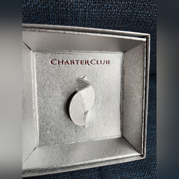 Charter Club Brooch Pin Blue Crystal Rhinestones Modern Swirl Silver Tone - Picture 7 of 7